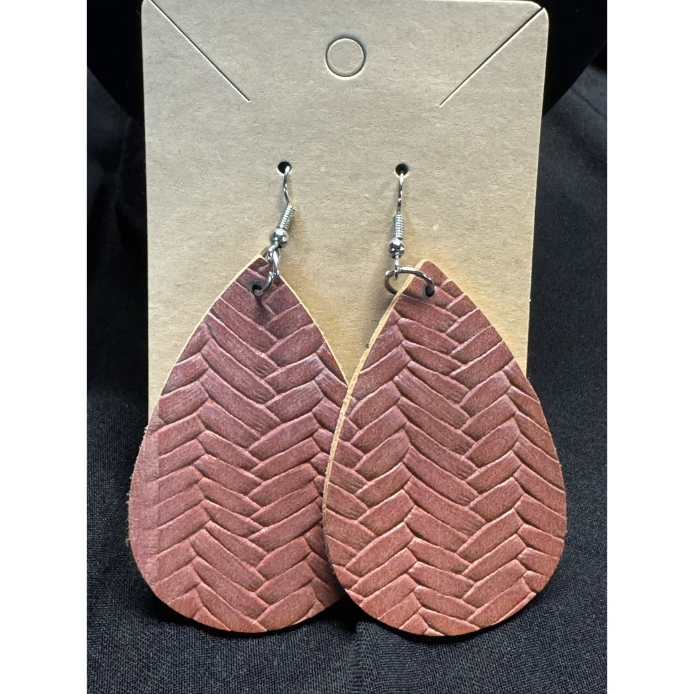 Brown faux leather weave Earrings
